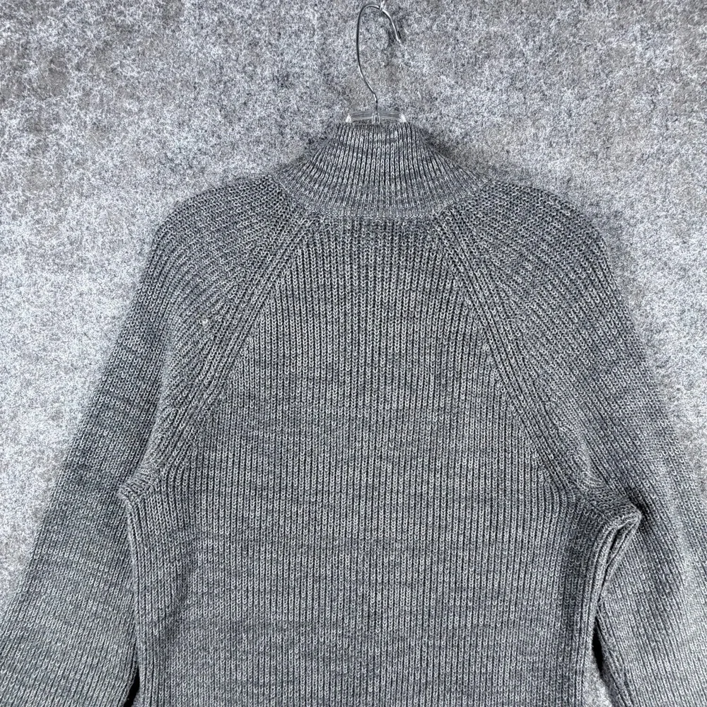 Banana Republic Sweater Mens Medium Heathered Gray Cotton Tight Knit Ribbed Snap